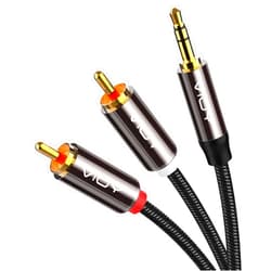 VIOY RCA to 3.5mm Cable (3FT), Gold-Plated Nylon Braided 3.5mm Male to 2RCA Male Auxiliary Stereo Audio Y Splitter Smartphones, MP3, Tablets, Speakers, Home Theater, HDTV