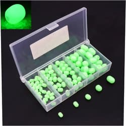 OriGlam 100pcs Soft Plastic Luminous Glow Fishing Beads, Beads Round Beads Fishing Lures, Green Sea Fishing Bead Fishing Tackle Tools