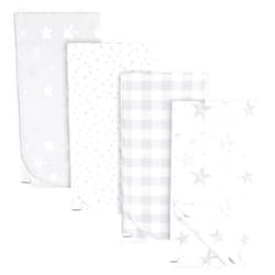 Gerber Unisex Baby 100% Cotton Flannel Receiving Blankets 30x30 Inches (Pack of 4), Celestial, One Size