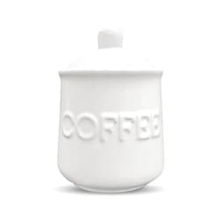 Kovot Ceramic Coffee Canister - Embossed Coffee Jar with Air-Sealed Lid - Best Coffee Preserver - Airscape Coffee Container - Easy to Wash, Color: Ivory White, Measures: 6”H