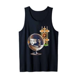 BizzyflyUSA Retro Mid Century Modern MCM Eames Cat Lover Palm Springs Tank Top