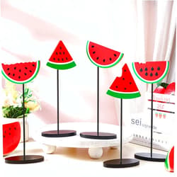 Maitys 5 Pcs Summer Watermelon Wooden Sign Summer Farmhouse Wooden Tiered Tray Decor Rustic Table Topper Sign for Farmhouse Home Kitchen Party Decor (Watermelon Style)