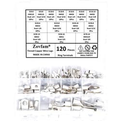 Zovfam 120 Pcs Assorted Heavy Duty Wire Lugs Battery Cable Tinned Copper Eyelets Tubular SC Ring Terminals Connectors with Spy Hole Assortment Kit