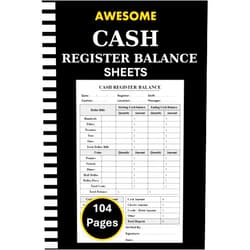 Merlin Thornton Awesome Cash Register Balance Sheets: Cashier Log Book for Daily Drawer Count | Cash Drawer Tracker Logbook | Cash Counting Record Sheet | 104 Pages | 6 x 9 Inches.