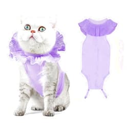 VavoPaw Cat Surgery Recovery Suit for Female Cat, Breathable Surgical Recovery Shirt for Abdominal Wound Skin Diseases After Surgery, Soft Fabric Kitten Onesie, E-Collar Alternative for Cat, Medium