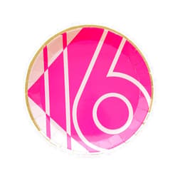 Jollity & Co Party Boutique Jollity & Co Sweet 16 Dessert Plates - Bright Pink Paper Plates with Gold Foil - Pack of 8 Party Plates - Birthday Plates for Milestone Birthdays, Sweet 16 Parties, or Anniversaries