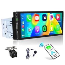 Hikity 6.9 Inch Car Stereo with Wireless Carplay Android Auto Single Din Touchscreen Car Radio with Bluetooth 5.0 Mirror Link FM EQ SWC, Car Audio Receiver with MIC Backup Camera