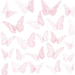 Crosize 48 Pcs Pink Butterfly Decorations, 4 Styles 3 Sizes, Butterfly Wall Decor, 3D Butterfly Party Decorations, Butterflies for Crafts, Bouquet, Cake Decorating, Flower Arrangements, Room Décor