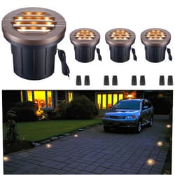 Varmtalys LED Well Light, In Ground Landscape Lights Low Voltage Outdoor, 12V IP67 Waterproof, No Glare Wired Aluminum ORB for Patio Pathway Lawn 6W 350LM 4 Pack