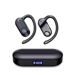 CXK Open Ear Earbuds Bluetooth 5.4 Bone Conduction Headphones, 60Hrs Stereo Sound, 0.27oz Lightweight Design, Soft Ear Hook, IPX6 Waterproof Wireless Earbuds with Mic for Running, Cycling, Black
