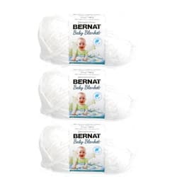 Bernat Baby Blanket White Yarn - 3 Pack of 100g/3.5oz - Polyester - 6 Super Bulky - 72 Yards - Knitting/Crochet