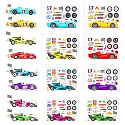 PEUTIER 24pcs Race Car Stickers for Kids, Racing Car Stickers Vintage Hotwheels Car Stickers Decals Make Your Own Car Transportation Stickers for Boy Race Car Birthday Party Favors Gifts Crafts Decorations