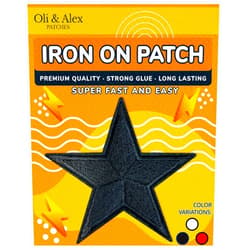 Straveg Iron On Patches - Black Star Patch Iron on for Clothes - 1 pcs Patch Embroidered Applique for Jeans - Sew on -Star A-5