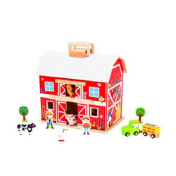 Joyano 21-Piece Wooden Barn Playset - STEAM Interactive Farmyard Fun for Kids, Animal Figures, Barn, and Accessories, Imaginative Play for Toddlers and Children,( 3Yrs +) Made of Safe Wood