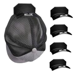 HAT-TAC Wall Hat Rack Organizer (4-Pack) Made in USA Patented Baseball Cap Multi-Purpose Curved Shelf Hanger for Door, Closet, Office, Bedroom, Sturdy Clip Decor Mount System (Brushed Metal)