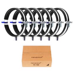 neverest® RS 4 Inch Pipe Hangers and Supports 6 Pcs with Rubber Seal Steel Stove Pipe Holder Combination Thread M8/10 Metal Round Pipe Clamps