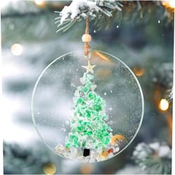 Yookeer 6 Pcs 4 Inch Coastal Christmas Ornament Xmas Ocean Themed Hanging Ornaments Aqua Christmas Tree Handmade Resin Seaglass Decor for Xmas Tree Beach Theme Birthday Home Decor