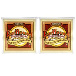 ErnieBall. Ernie Ball 2047 Earthwood Silk and Steel Extra Soft Acoustic Strings 10-50 2 Pack Bundle