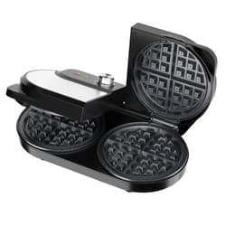 YASHE Double Waffle Maker 6 Inch, 1400W Belgian Waffle Maker for Breakfast and Snacks, Stainless Steel Waffle Iron with Nonstick Plates, Temperature Knob, Cool-Touch Handles