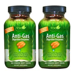 Irwin Naturals Anti-Gas Digestive Enzymes - 45 Liquid Soft-Gels, Pack of 2 - Helps Break Down Food, Absorb Nutrients, Reduce Bloating & Indigestion - 90 Total Servings