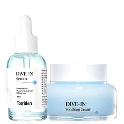 TORRIDEN Dive-in Low-molecular Hyaluronic Acid Serum, 1.69 fl oz + Soothing Cream 3.38 fl oz Set | Vegan Clean Cruelty Free Facial Ampoule Moisturizer Astringent Alcohol-Free Fragrance-Free