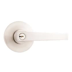 Brinks - Lexa Home Front Door Keyed Door Lever, Satin Nickel - Modern Outdoor Entrance Hands-Free Front Door Keyed Lockset Handle Nickel Finish