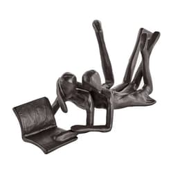 Danya B Brown Cast Iron Abstract Couple Reading Book Together Sculpture - Tabletop Figurine for Desks or Shelves