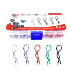 FriHobby 200 PCS Universal Bent RC Body Clips Colorful R Clips for All 1/10-1/16 Scale for Traxxas Redcat HPI Tamiya HSP Exceed RC Car Parts Crawler Truck Buggy Shell Replacement, 1.2 mm Rod