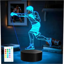 POSSHE Boxing Gifts for Boy, Boxing Night Light, 3D Illusion Lamp with Remote Control, 16 Colors Changing, RGB Flashing Mode and Dimmable, Gifts for Boys Christmas Decor