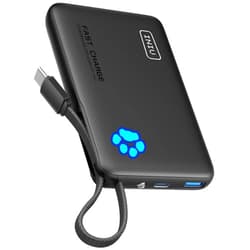 INIU 45W Power Bank, Fast Charging Portable Charger with Built-in USB C Cable, 10000mAh Small Type C Powerbank, Battery Pack for iPhone 17 16 15 14, iPad, Samsung S25 S24 etc Travel Camping Essentials