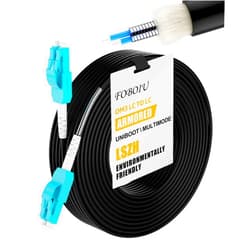 Foboiu OM3 Uniboot Fiber LC to LC 65M(200FT)，Multimode Duplex Outdoor Fiber Optic Cable Armored， 10gb 50/125m LSZH for SFP+ Transceivers 1pack
