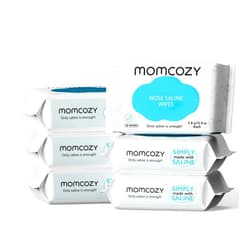 Momcozy Baby Wipes, Momcozy Saline Nose and Face Baby Wipes, Made Only With Natural Saline, Mild and Non-irritating, 100% Biodegradable, Unscented & Hypoallergenic for Sensitive Skin, Portable, 180 Count (Packs of 6)