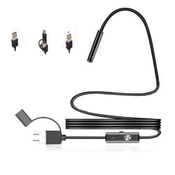 IW899Bytto USB Endoscope for OTG Android Phone, Laptop, 5.5mm Borescope Inspection Camera Waterproof with USB Type C, Micro-USB Plug 3in1, Pure Copper Cord with 6 LED Lights, Compatible with Most Phone, PC (2m)
