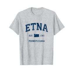 Etna PA Retro T-Shirts & Gifts Etna Pennsylvania PA Vintage Athletic Navy Sports Design T-Shirt