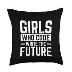 ABCComputer Software Engineer Apparel Girl Coder Write The Future Software Programmer Code Throw Pillow, 18x18, Multicolor
