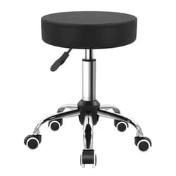 BFTOU Black PU Leather Swivel Stool with Wheel Perfect for Salon Work Home SPA Shop Height-Adjustable and Cost-Effective Rolling Stool Chair Small (Black)