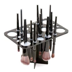 Luckyiren Acrylic Makeup Brushes Drying Rack, Brushes Dryer, Collapsible Holder Stand Tree Tray Support Display for Makeup Artist Nail Brushes Paintbrushes Makeup Lovers, 28 Slot, Black, Unisex