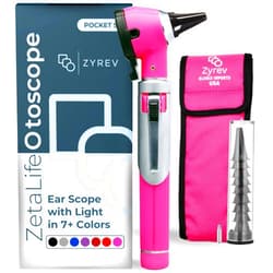 Zyrev ZetaLife Otoscope - Ear Scope with Light, Ear-Infection Detector, Pocket Size (Pink Color)