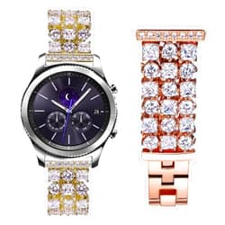 Handygear Band Compatible with Gear S3 Frontier Classic Galaxy Watch 46mm, 22mm Handmade Bling Crystal Rhinestone Diamonds Bracelet Strap Replacement Band Samsung Gear S3