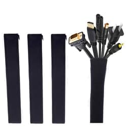 JOTO [4 Pack] JOTO Cable Management Sleeve, 19-20 Inch Cord Organizer System with Zipper for TV Computer Office Home Entertainment, Flexible Cable Sleeve Wrap Cover Wire Hider System -Black