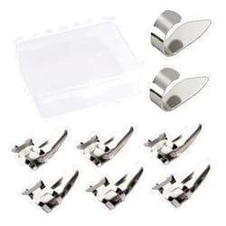 Jiayouy 8Pcs Guitar Thumb Finger Picks Set with Storage Box Stainless Steel Guitar Picks for Guitar Bass Banjo Ukulele Silver