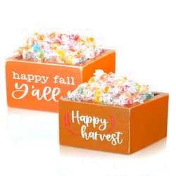 Colingmill 2 Pcs Thankgiving Candy Dish Mini Wooden Blessed Candy Bowl Thanksgiving Harvest Candle Holder Farmhouse Bowls Party Supplies for Tiered Tray Housewarming Gift(Orange,Gold,Fall)