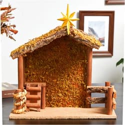TOETOL Manger for Nativity Scene for Inside 7&8 inch Scale Holy Family Wooden Nativity Stable Creche Desk Home Decor Collectable Christmas Decorations(13.8