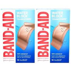 Johnson & Johnson Band-aid Tough-Strips Adhesive Bandages, Waterproof, Extra Large, 10 Ct - Pack of 2