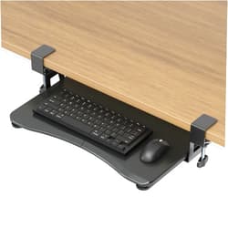 suptek Small Keyboard Tray Under Desk Pull Out with C Clamp Mount, Computer Keyboard & Mouse Tray, 20 (24.2 Including Clamps) x 11.8 inch Slide-Out Platform Computer Drawer for Typing, Black, DSF1S