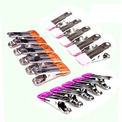 FOMMEN Stainless Steel Clothes Pins: 30 Packs Metal Beach Towel Clips, Pool Cover Clips,Heavy Duty Close Pins ，Hanging Towel Clamp Cloth Clips，Beach Chair Towel Clip