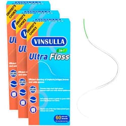 VINSULLA Dental Floss for Braces, Floss Threaders for Bridges and Implants 80 Pre-Cut Strands (Pack of 3)