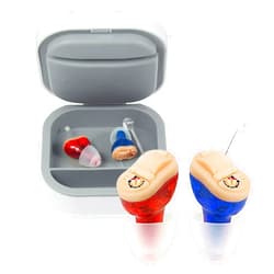 ZHONGDE CIC Hearing aids for Seniors,Near-Invisible Hearing Amplifiers Pair, ITC Hearing Aid Nano Technololgy for Adults Mild Moderate Hearing Loss, Small Tiny (Pair Red Blue) ZHONDGE