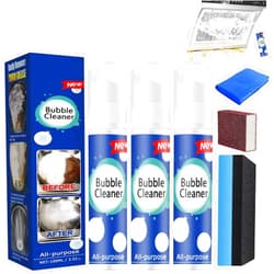 Rednow (100ML*3PCS) Bubble Cleaner Foam,Foaming Heavy Oil Stain Cleaner,All-Purpose Rinse-free Cleaner Spray,Kitchen Deep Cleaning Spray,Powerful Stain,Stubborn Grease & Grime Remover Bubble Spray