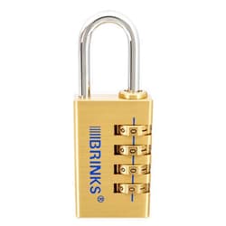 BRINKS - 30mm Solid Brass 4-Dial Resettable Padlock - Chrome Plated With Hardened Steel Shackle